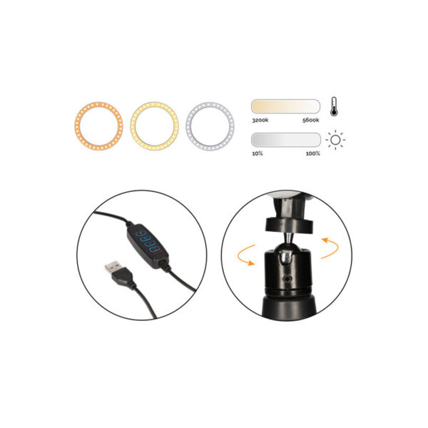 Suporte para Smartphone com Led Ring 1,60m Ksix - Image 2