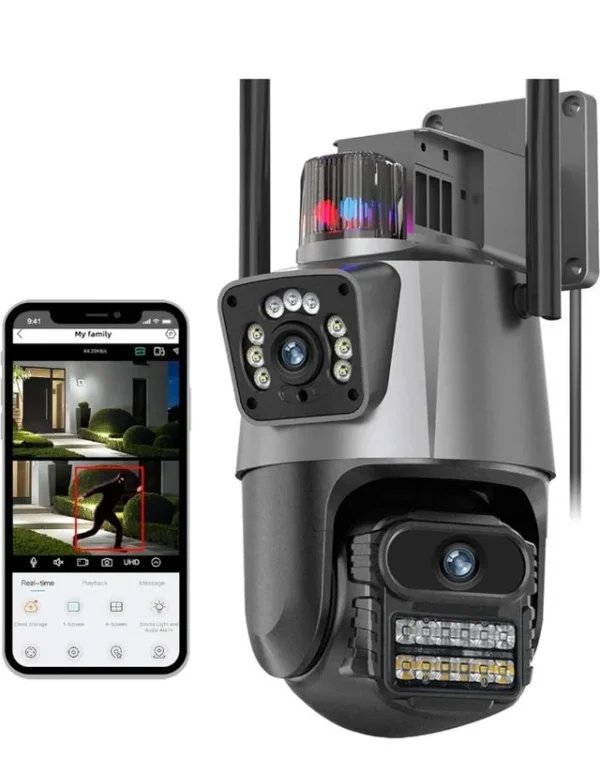 Câmera de Segurança PTZ de Lente Dupla s/Fio, Rede Inteligente WiFi ICSE 6MP colorida - Image 2