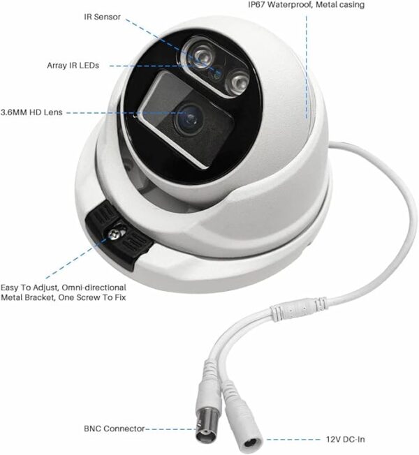 Câmera CCTV JUSTOP 5MP Turbo HD 2.8mm Lens 4K TVI AHD Oudoor - Image 2