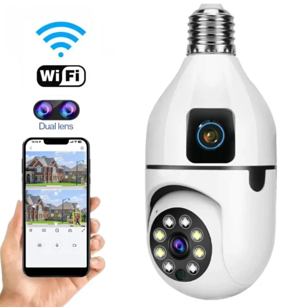 Câmara V380pro Full Color Auto Rastreamento Robô Segurança Dual Lens E27 Wireless Indoor CCTV Wifi - Image 4