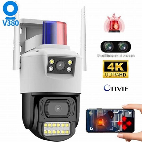 Câmera Segurança CCTV V380 Bala, 3,5 polegadas PTZ 4MP  s/Fio Dual-Lens - Image 2
