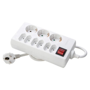 Extensão Branca com 6 Euro + 3 Schuko + Interruptor